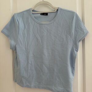 GAP Light Blue Ribbed Short Sleeve Crop Tee